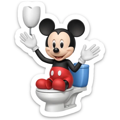 mickey mouse on toilet sticker