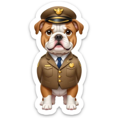 english bulldog with a postman sticker