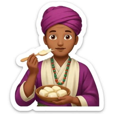 some guy eating 1kg of mozzarella, make it nepalese, more brown sticker