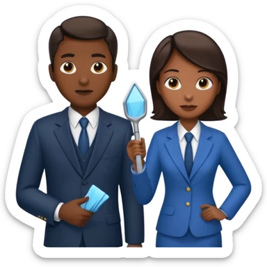 a Detective man is interviewing a cleaning Lady  sticker