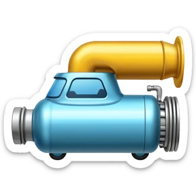 Un turbo per auto stilizzato, di piccole dimensioni come un’emoji, con aspetto metallico lucido, dettagli meccanici come ventole e tubi, e un effetto di energia o velocità attorno, in stile minimal ma realistico, su sfondo trasparente. sticker