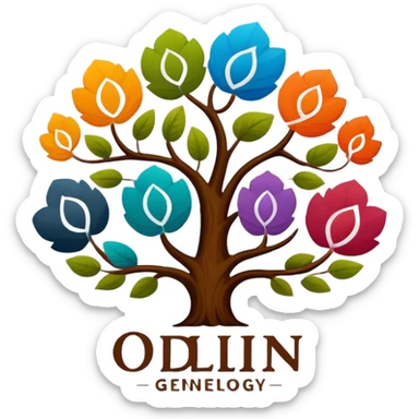 created a highly detailed but manly looking family genealogy logo with multiple colors and make sure to include the name Odlin sticker