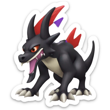 Black Cool Edgy Nargacuga-Houndoom-Garchomp-Noivern Fakémon  with White and Red and purple and black Edgy markings sticker