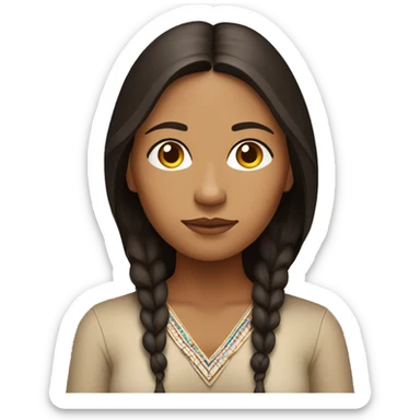 Spiritual Native american woman dark brown hair meditating  sticker