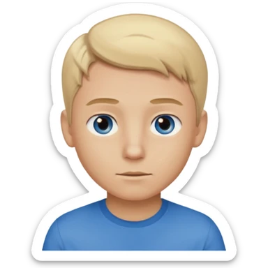 boy with blonde hair, blue eyes and brown shirt sticker