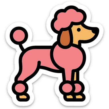 poodle dog icon, color outline sticker