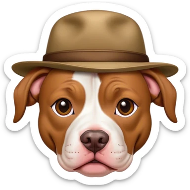 Pit bull wearing a hat sticker