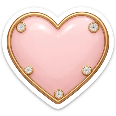 single soft pink heart, light pink enamel, sparkling gems sticker