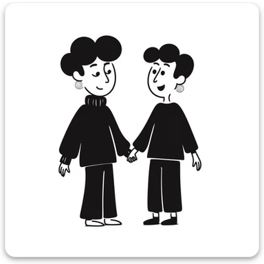 Mac and Chesser as hand-drawn doodle characters with simple lines sticker