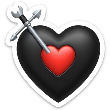 Corazón negro con una flecha sticker