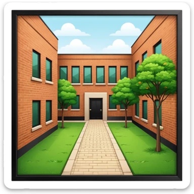 closed courtyard between apartment buildings, safe private yard, minimal flat vector icon sticker