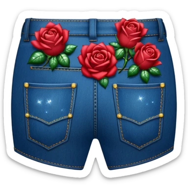 Denim back pocket with glittery roses sticking out of the pocket  sticker