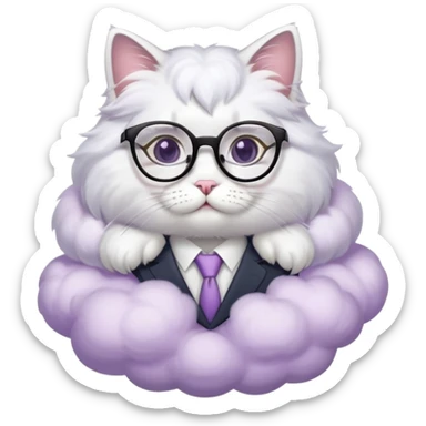 cat secretary sitting on top of the pale purple cloud sticker
