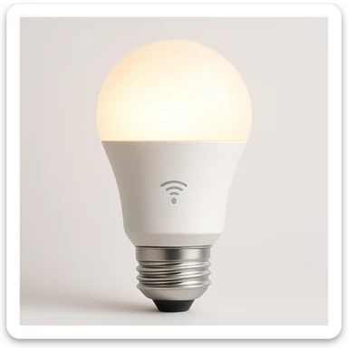 smart lightbulb, modern, minimal, glowing, white background sticker