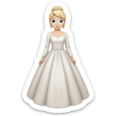 Chica blanca,ojos azules,pelo rubio y recogido, vestido novia, manga larga cuerpo entero sticker
