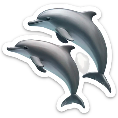 two dolphins jumping out of the ocean and the rainbow behind them with sparkles ￼￼ sticker