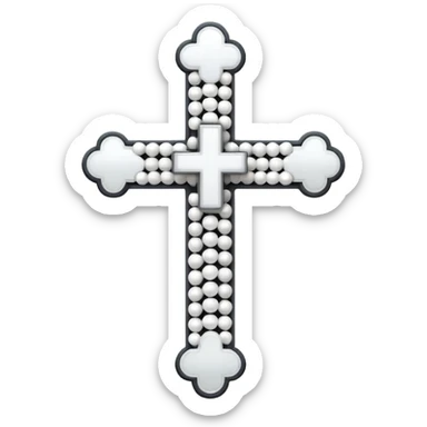 Elegant emoji icon of a white cross made of white beads, glossy surface, subtle shadows, pure white palette, centered sticker