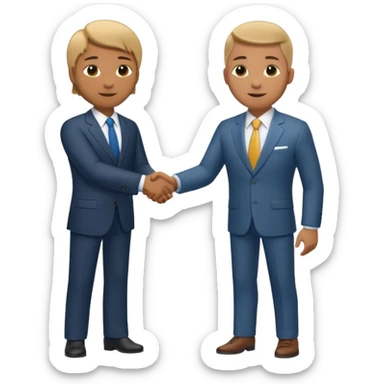 Car dealership employee shaking hands with a businessman, full body shot. sticker