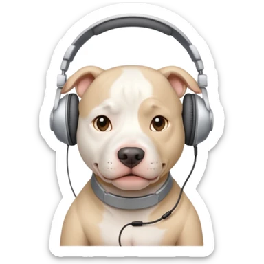 white pitbull with headphones sticker
