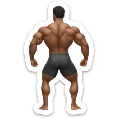 incredibly muscular man low squat dance back view. sticker