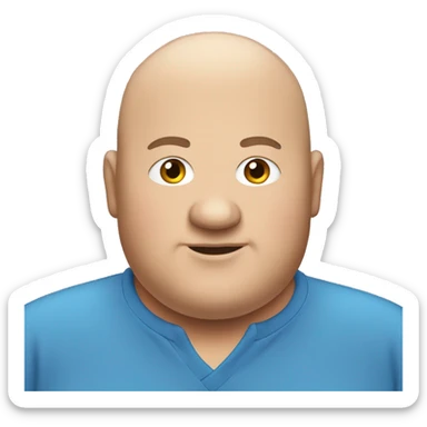 fat man with blue shirt and bald hair sticker
