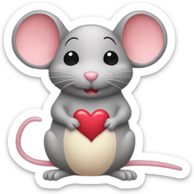 Mouse with hearts  sticker