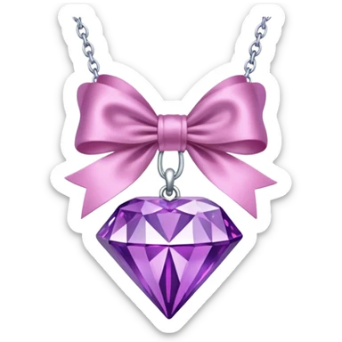 purple diamond necklace with a pink bow sticker