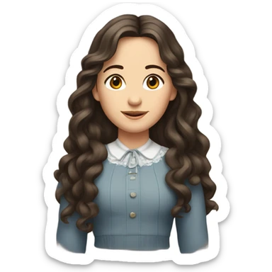 Carrie Ingalls pretty with long dark brown wavy hair realistic and detailed sticker