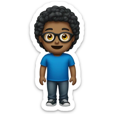 humano de óculos redondo preto, cabelo liso, olhos claros e com camiseta de cor azul marinho escrito TERCEIRO "C" sticker