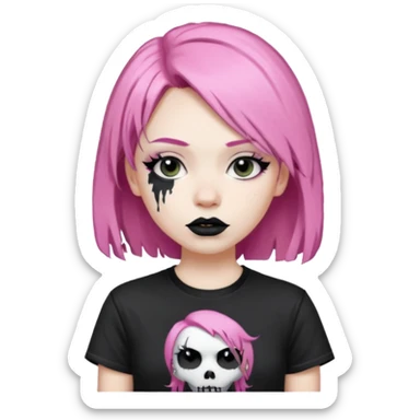 pink haired metalhead sticker