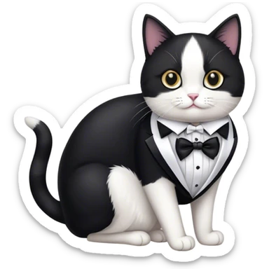 Tuxedo cat wearing a tuxedo sticker