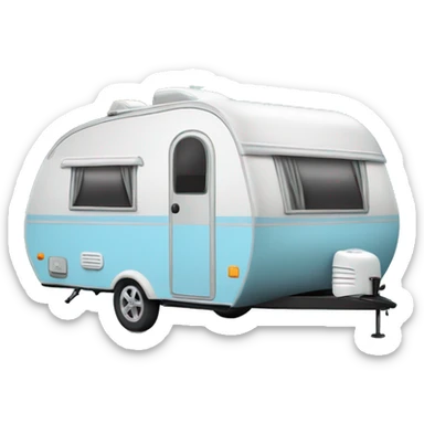 Realistic baby blue camping travel trailer isolated.  sticker