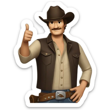 pedro pascal  cowboy thumbs up respect sticker