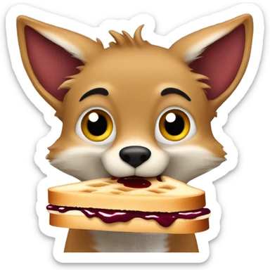 jackal eating PB&J sandwich sticker