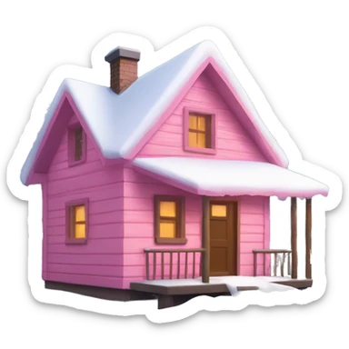 Snowed in pink cabin  sticker