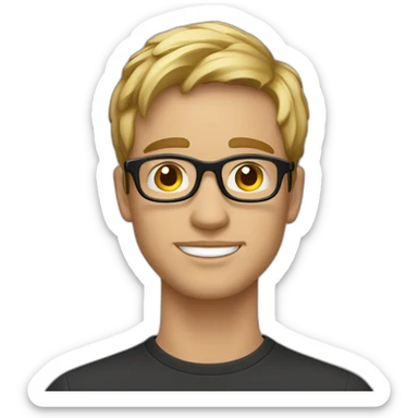 Mann, 26 Jahre, runde Brille mit Goldgestell, Oberlippenbart, dunkelblond sticker