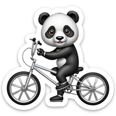 panda with tattoos on silver bmx bike sticker