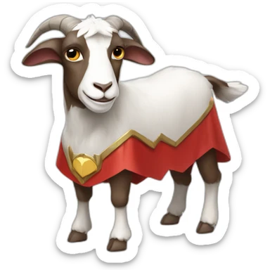 a goat with a superhero cape sticker
