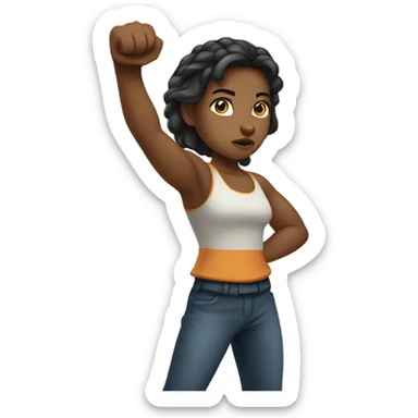 A girl fighting sticker