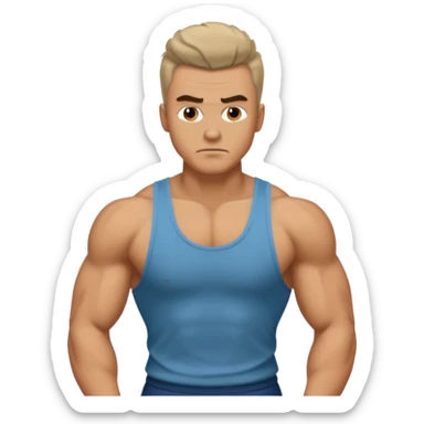 A 1980s video game tough guy sticker