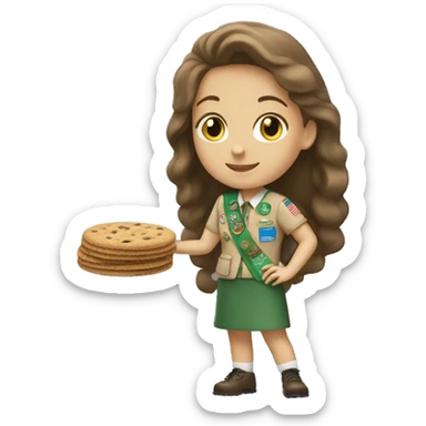 white girl scout selling cookie sticker