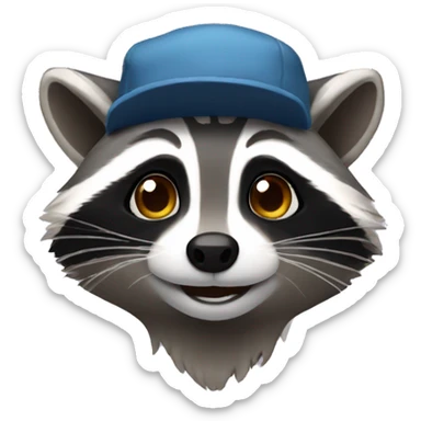Raccoon with little cap hat sticker