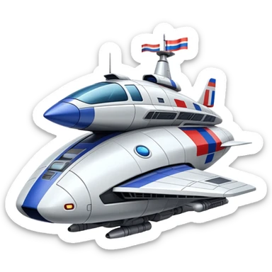 Sci-fi Russian mothership with flag colors incorporated in design sticker