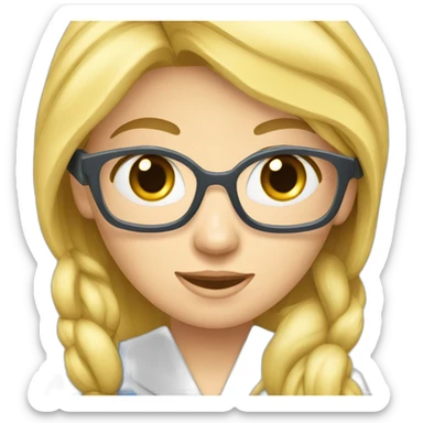 femme blond docteur queue de cheval yeux bleus a cheval sticker