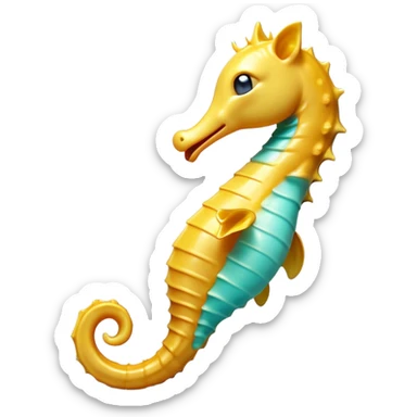 Cinematic Cute Yawning Sea Horse Portrait Emoji, Head tilted slightly with a dramatic, wide-open yawn, showcasing a slender, gracefully curved body with a softly drooping tail and sleepy, half-closed eyes, Simplified yet irresistibly adorable features, highly detailed, glowing with a soft, cozy aquatic glow, high shine, relaxed yet expressive, stylized with a dash of whimsical marine charm, soft glowing outline, capturing the essence of a drowsy yet affectionate sea horse that appears ready to stretch out for a nap! sticker