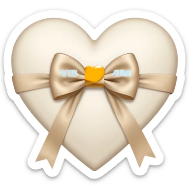 white heart with beige bow sticker