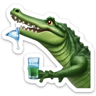 Alligator drinking water sticker