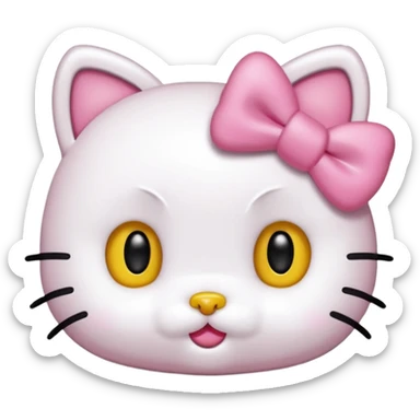 hello kitty, no mouth, yellow nose, black beady eyes, a pink bow on her right ear, it has to look accurate to hello kitty, just her head, no body sticker