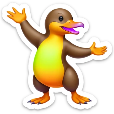 Duck-billed platypus dancing at a rave sticker