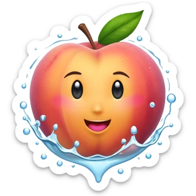 peach splashing water, vibrant and playful sticker